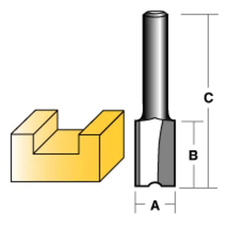 CARBITOOL STRAIGHT ROUTER BIT 3/8" LONG 1/4" SHANK