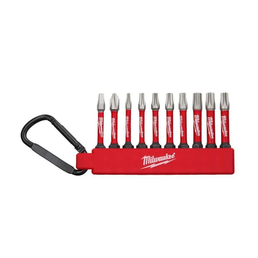 Milwaukee 4932480941 Shockwave Carabiner Screwdriver Bit 10 Piece Set
