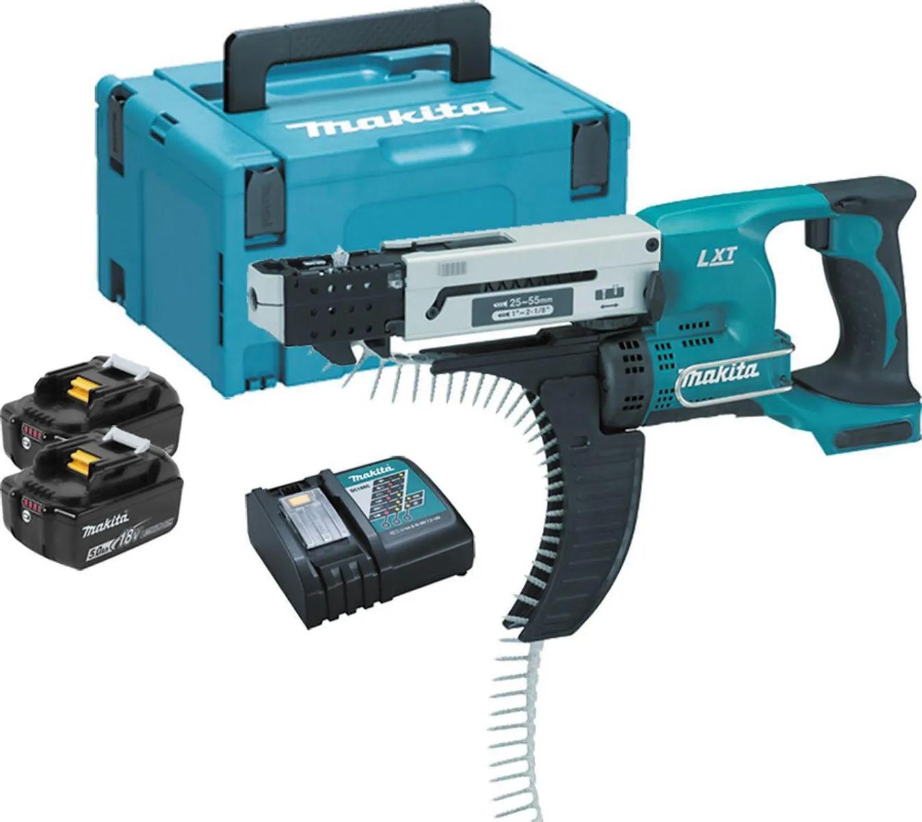 Makita DFR550RTJ 18v Autofeed Screwdriver with 2x 5.0ah Batteries